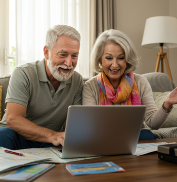 Couple de seniors souriants découvrant les avantages du parrainage SMATIS.