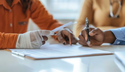 Une personne discute avec son conseiller pour changer de mutuelle santé. Une personne discute avec son conseiller pour changer de mutuelle santé.