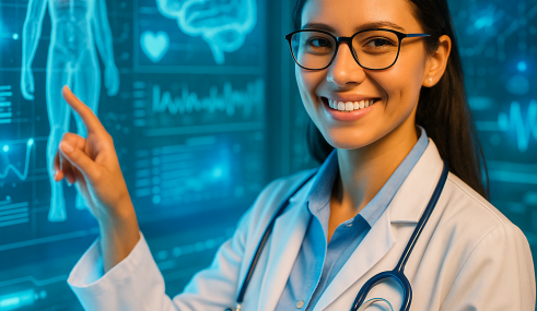 medecin utilisant intelligence artificielle pour la prevention sante sur ecran medical