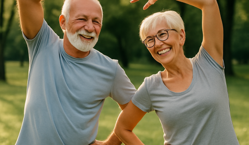 pourquoi-et-comment-pratiquer-une-activite-physique-reguliere Couple senior souriant faisant une promenade active en extérieur par beau temps