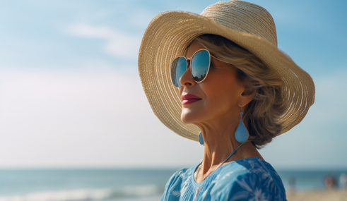 protegez-ses-yeux-du-soleil Femme portant un chapeau et des lunettes de soleil en été